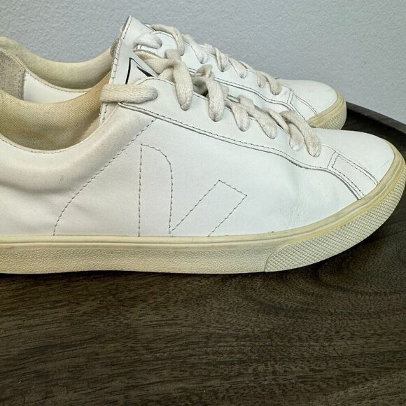 Veja Esplar Women's‎ White Low Top Lace Front Leather Sneaker Shoe US 6 EU 37 - Picture 10 of 14